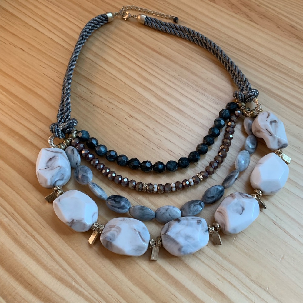 Anthropologie Stone and Rope Statement Necklace